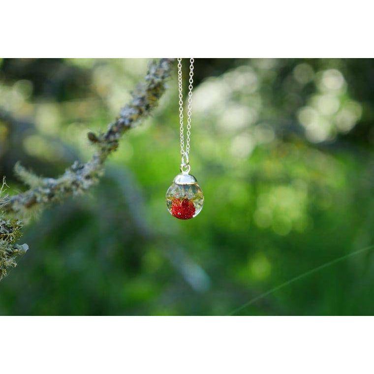 Scottish wild strawberry sterling silver necklace - handmade in Scotland, eco friendly - Spirit Journeys