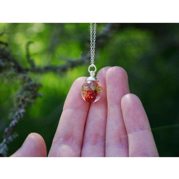 Scottish wild strawberry sterling silver necklace - handmade in Scotland, eco friendly - Spirit Journeys