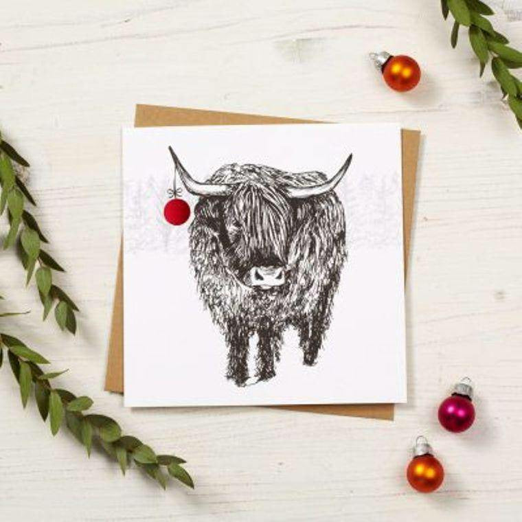 Trusty Highland Cow Christmas Card - Spirit Journeys
