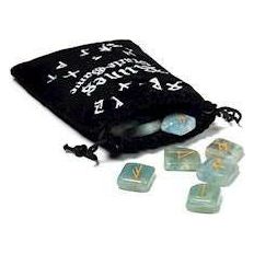 Aquamarine Rune Oracle set in velvet bag - Spirit Journeys