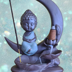 Incense burner - Buddha sitting on a moon. - Spirit Journeys
