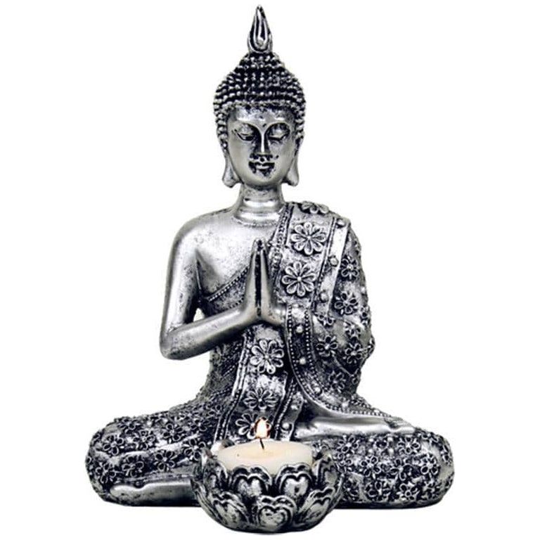 Silver Coloured Buddha candleholder - Spirit Journeys