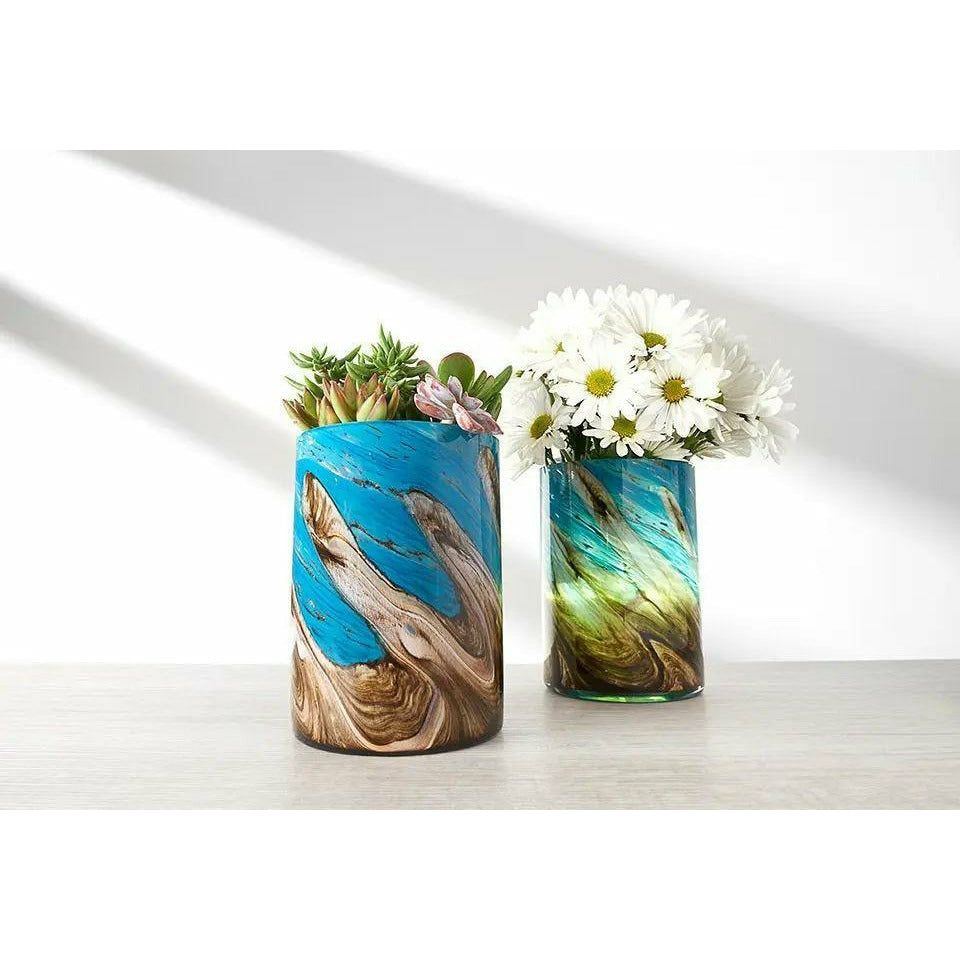 Hand Blown Art Glass Self Watering Planter - Spirit Journeys