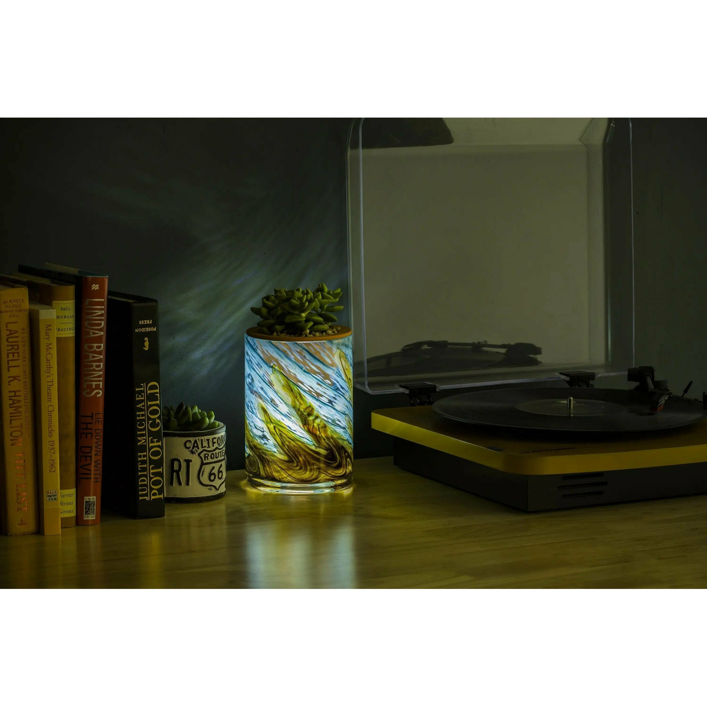 Hand Blown Art Glass Self Watering Planter - Spirit Journeys